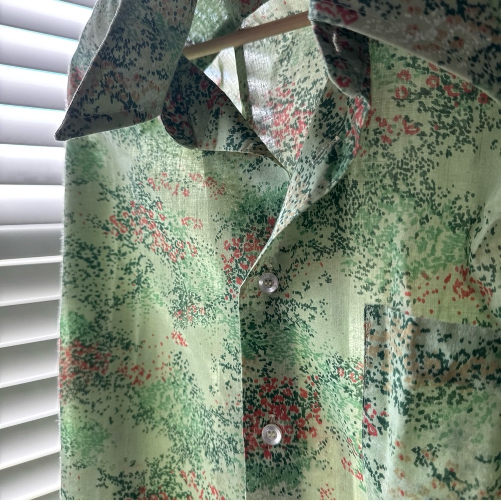VTG 70's Montgomery Ward Long Sleeve Button Up Shirt Green Hipster Festival - Picture 3 of 16